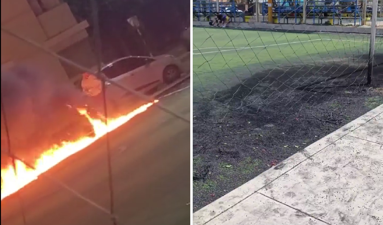 
                                 Trujillo: padre enfurecido quema cancha de fútbol luego de que balón rompiera ventana del cuarto de recién nacido 
                            