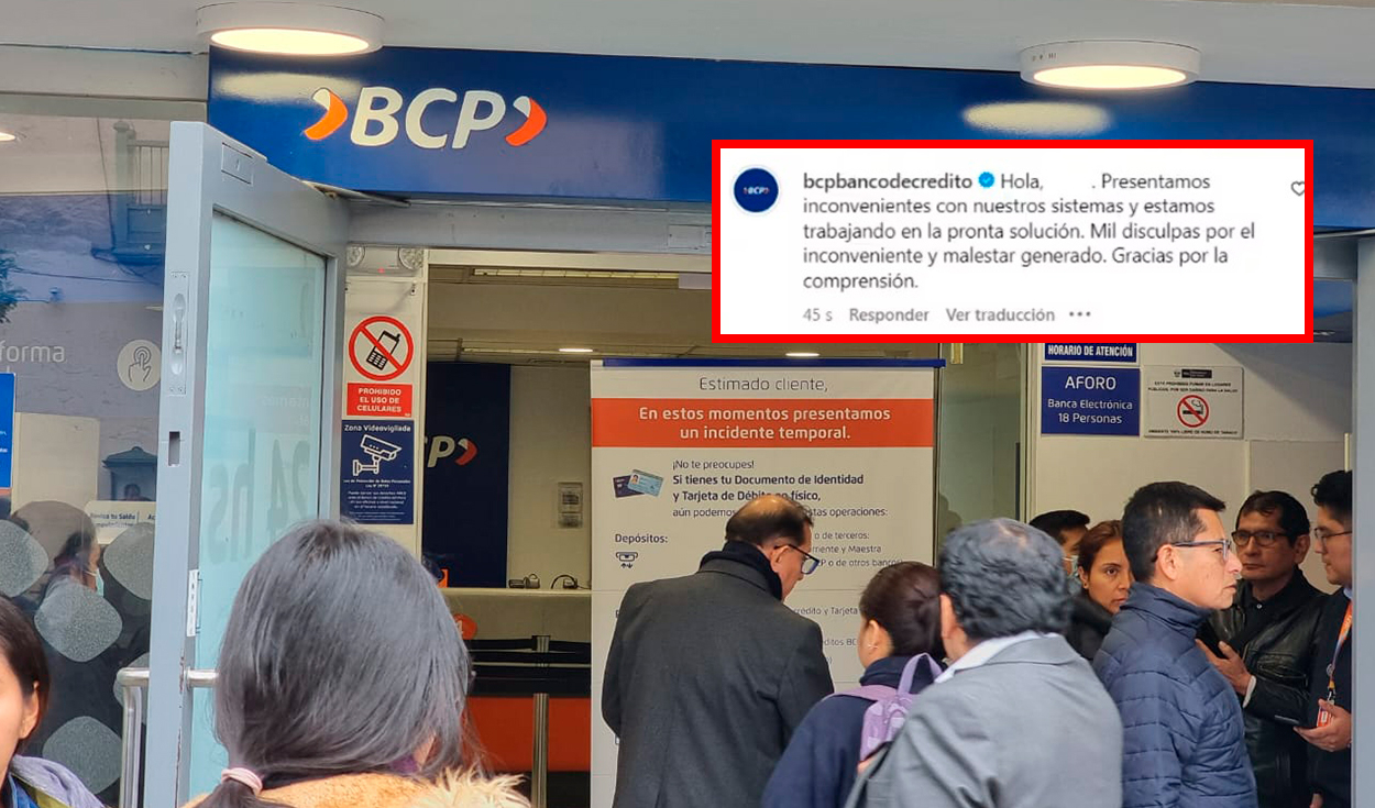 
                                 BCP: usuarios reportan que agencias suspendieron atención al público tras reportarse fallas en el sistema 
                            
