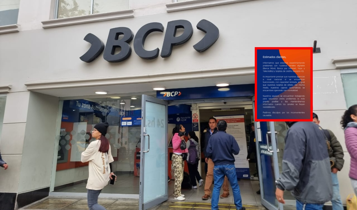 
                                 BCP se pronuncia tras fallas en Yape, banca móvil y tarjetas de crédito: “Pedimos disculpas por los inconvenientes” 
                            