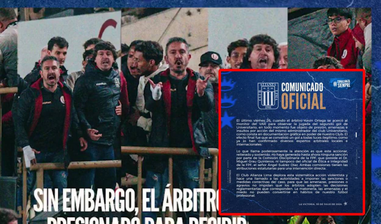 
                                 Alianza Lima publicó fuerte comunicado contra Ferrari y pide sanción por presionar a Kevin Ortega 
                            