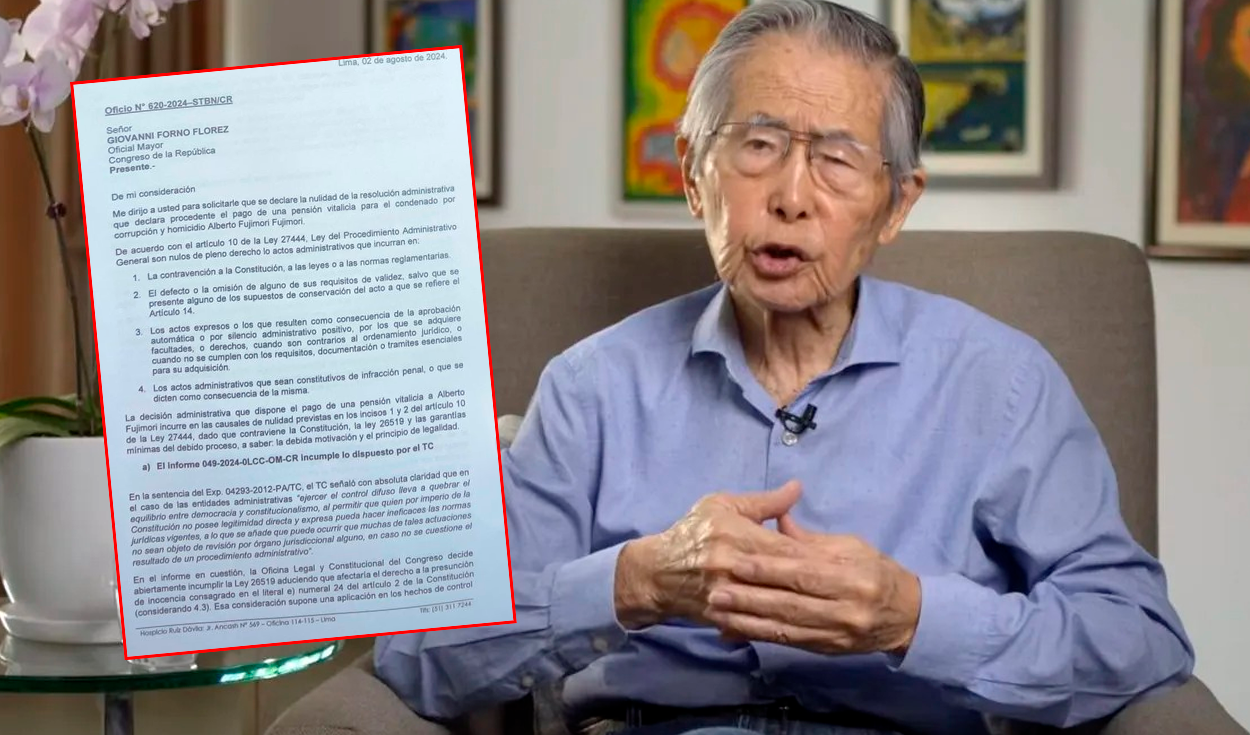 
                                 Presentan recurso de nulidad contra resolución del Congreso que otorga pensión a Alberto Fujimori 
                            