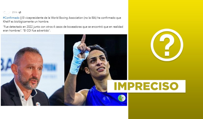 
                                 El “vicepresidente de la World Boxing Association” no confirmó que Imane Khelif “es biológicamente un hombre” 
                            