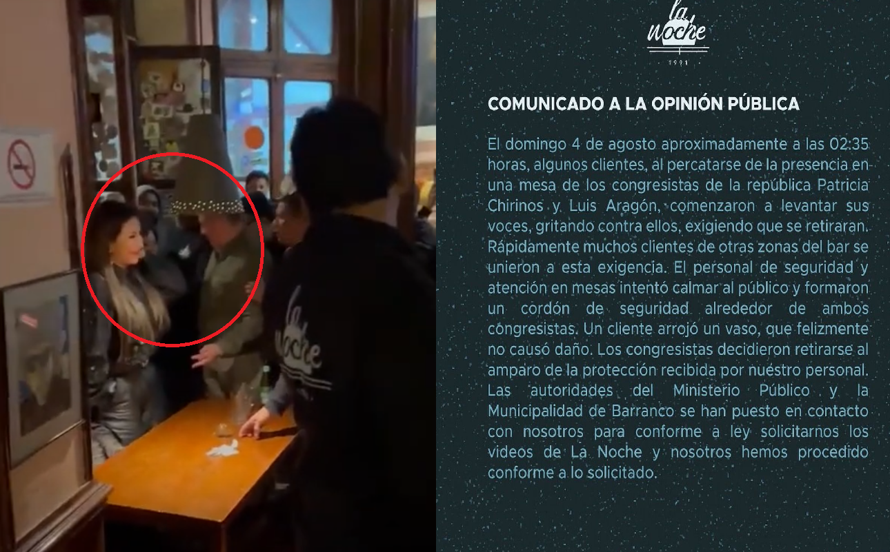 
                                 La Noche de Barranco se pronuncia tras expulsión de Patricia Chirinos entre insultos y protestas 
                            