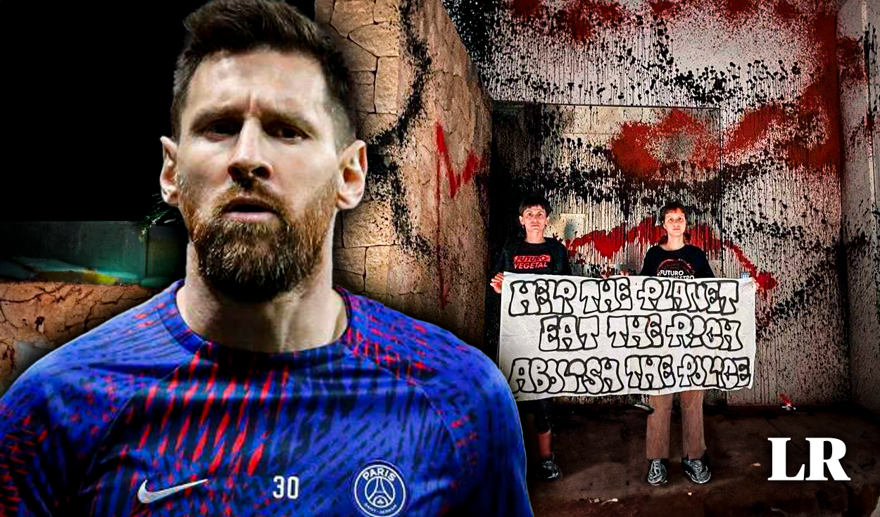 
                                 Activistas arrojan pintura a la mansión de Messi en protesta a las emisiones de carbono de los ricos 
                            