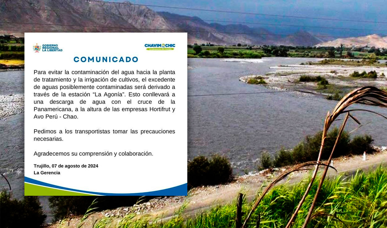 
                                 Chavimochic suspende captación de agua por contaminación de afluente del río Santa por relave minero 
                            