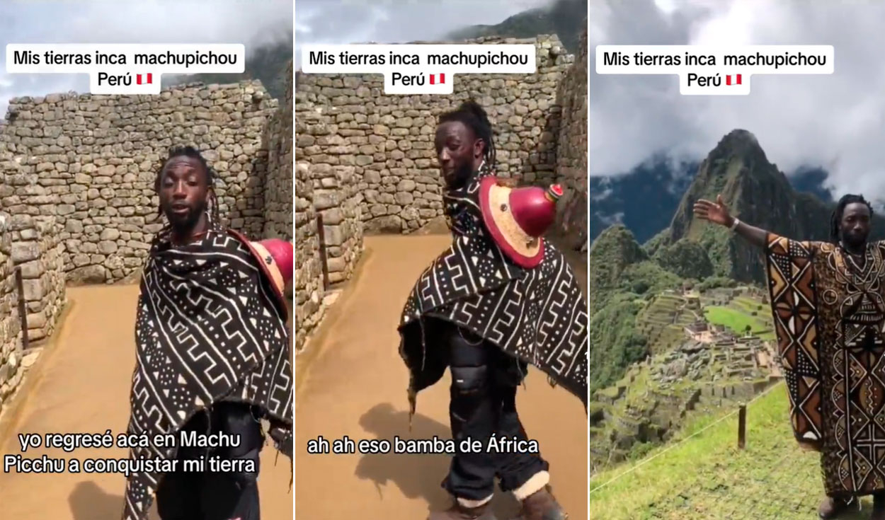 
                                 Usuarios en redes se sorprenden por africano que afirma ser descendiente de incas tras visitar Machu Picchu 
                            