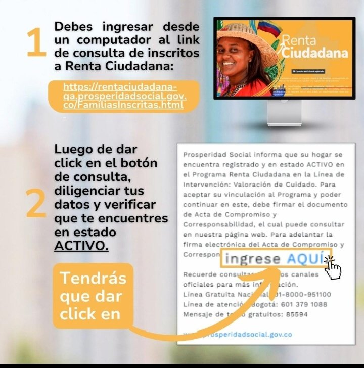 Verifica cómo firmar el acta de responsabilidad. Foto: Renta Ciudadana/ X