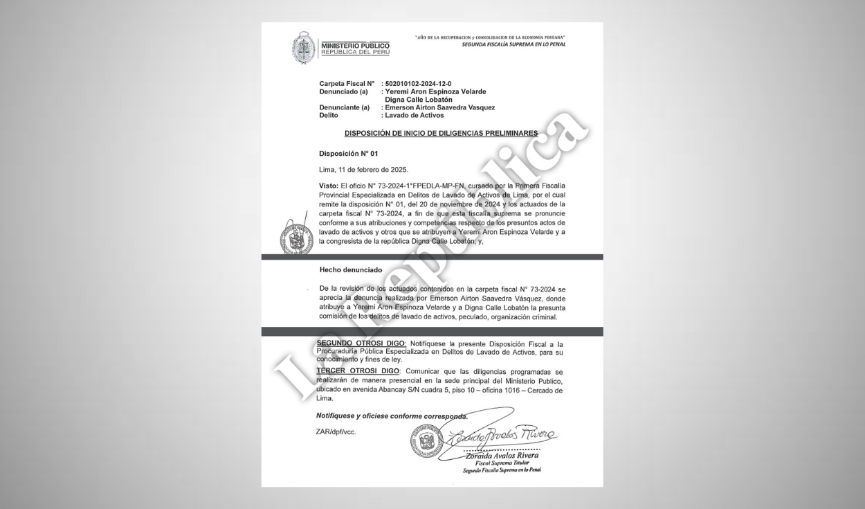 Emerson Saavedra Vásquez | Digna Lobatón Street | Arón Espinoza Velarde | Zoraida Ávalos Rivera | Luis Farfán Coronado | Álvaro Castañeda Rojas | Rosalía Mejía | Public Ministry