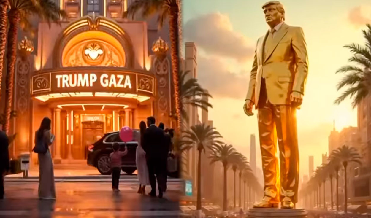 Trump promueve plan para que Gaza pase al poder de EE. UU.: compartió video con IA donde aparece una estatua dorada de él mismo