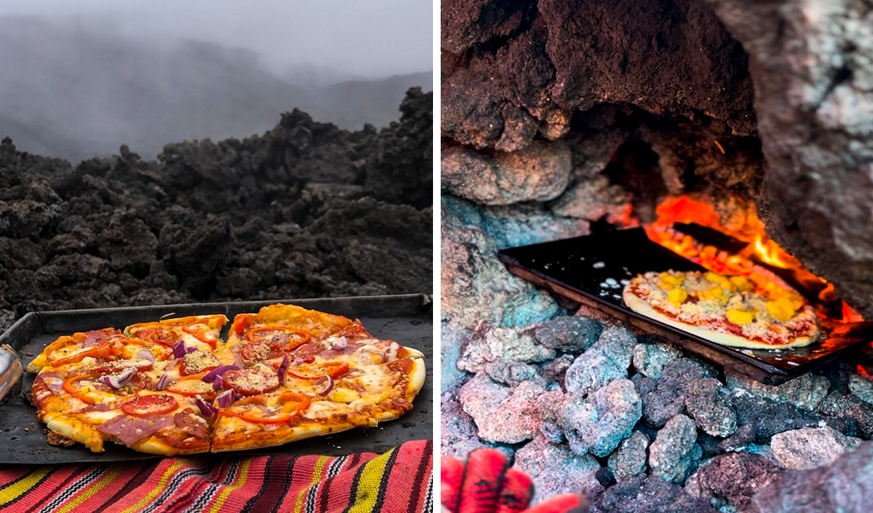 Sin hornos eléctricos ni leña: en este país de América Latina venden pizza hecha con lava volcánica