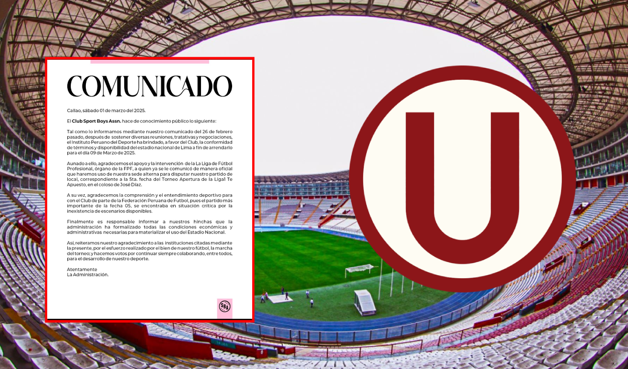 Sport Boys y su respuesta sobre localía ante Universitario tras filtrarse que FPF no quería alquilar el Estadio Nacional