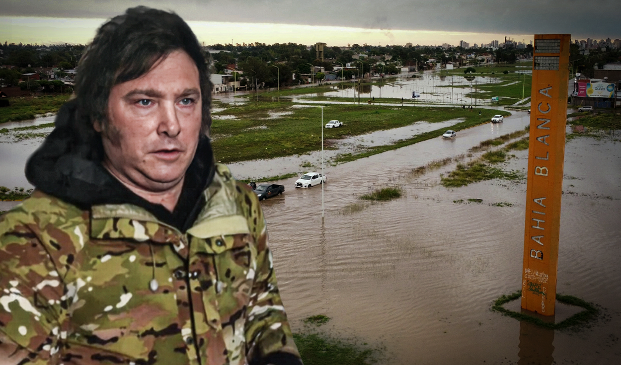 Milei visita Bahía Blanca, la ciudad argentina donde las lluvias causaron 16 muertes en 5 días