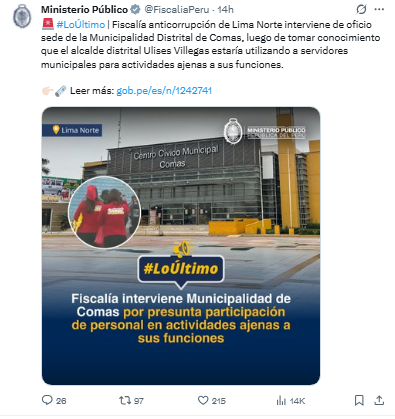 Comas: Prosecutor's Office Intervened Municipality after complaint of workers forced to dress as porristas