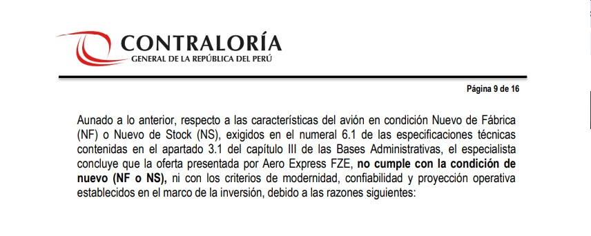 An aeronautical engineer from the Comptroller's Office verified that the documents for the Antonov AN-74 aircraft correspond to an old design.