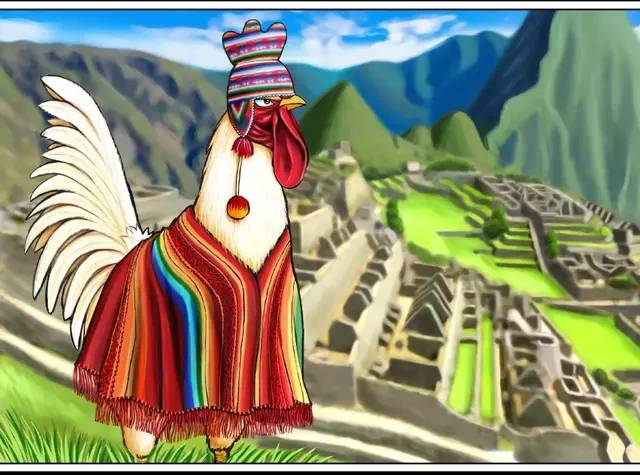 El autor de 'Rooster Fighter' también dibujó a su gallo protagonista en Machu Picchu. Foto: X