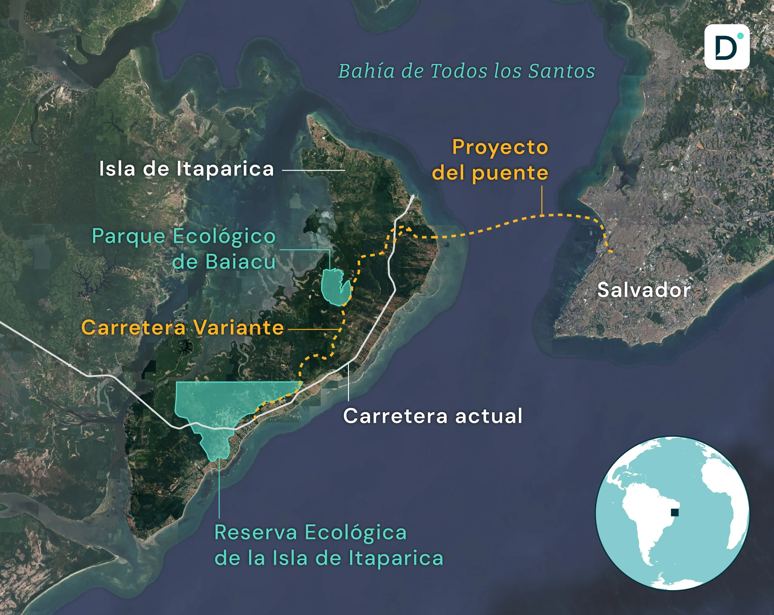La planificación busca recortar 100 kilómetros de trayecto terrestre con el enorme puente sobre el mar. Foto: Gobierno de Brasil