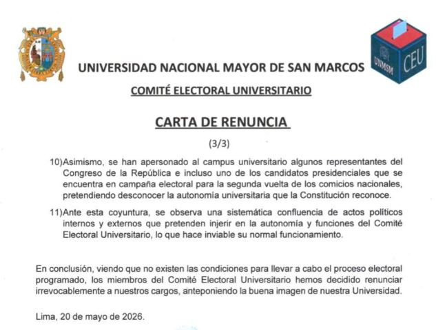 Carta de renuncia del CEU