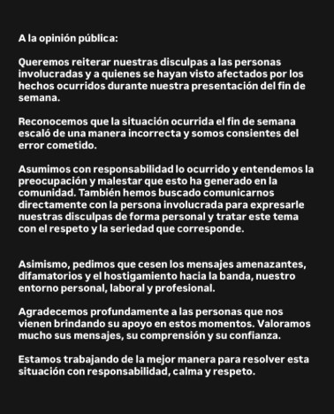 Souvenir du finaliste de “La Voz Peru”, frappant quelqu’un au milieu du concert et brisant son silence : “Je me sentais très mal”