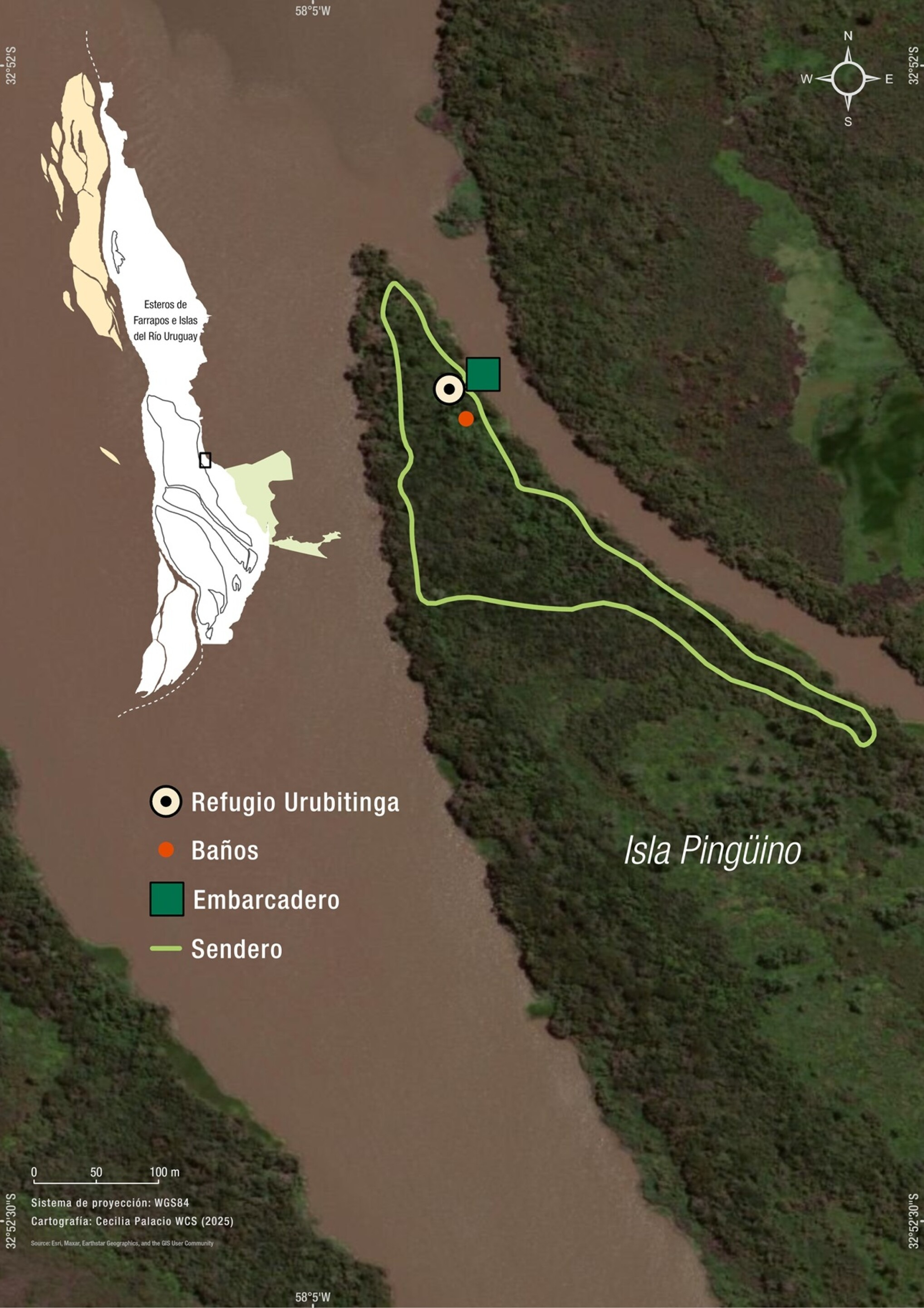El mapa de la isla Pingüino. Foto: Ambá