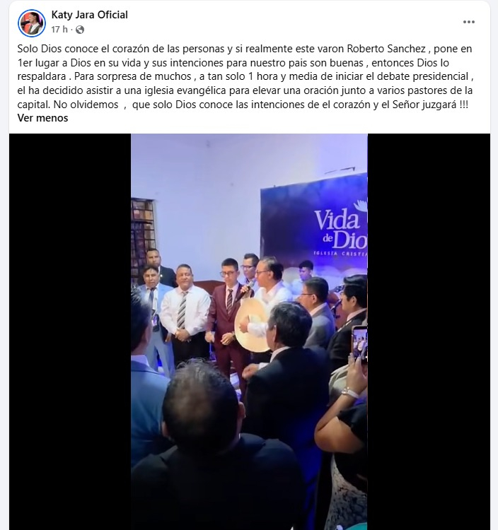 Katy Jara reacciona ante la fe de Roberto Sánchez.