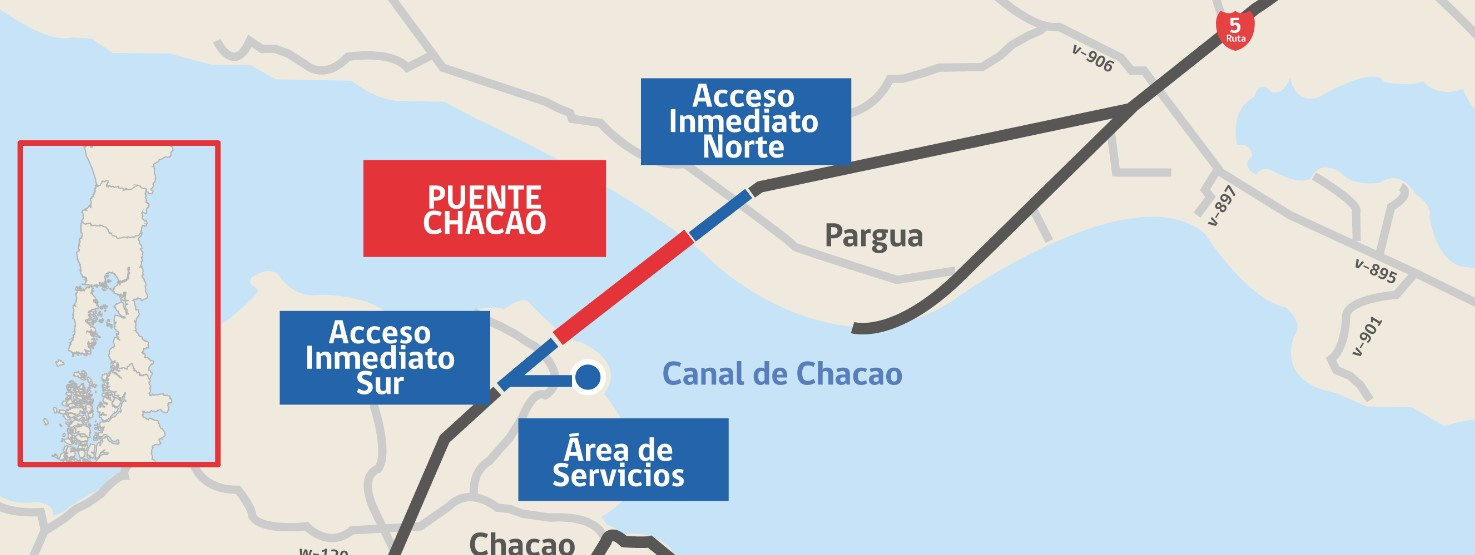 La arquitectura del puente chileno destaca por su asimetría, con tres pilas de hormigón armado y una altura de 200 metros en su punto norte. Foto: MOP