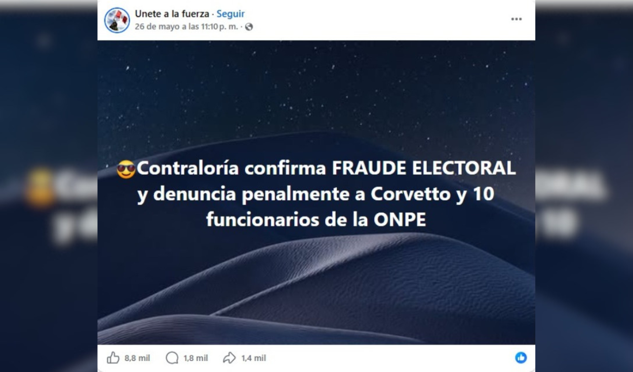 No, la Contraloría no confirmó un ‘fraude’ electoral ni denunció penalmente a Piero Corvetto