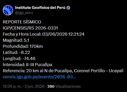 Sismo en Ucayali