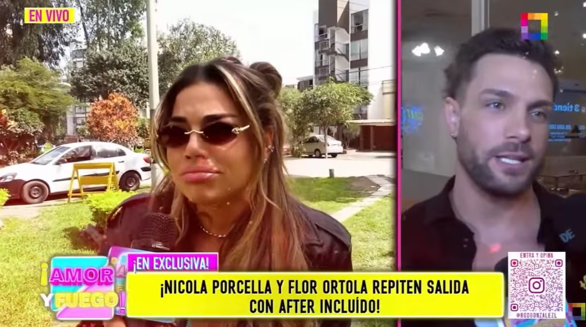 Flor Ortola habla tras ser ampayada saliendo del departamento de Nicola Porcella. Foto: Willax.