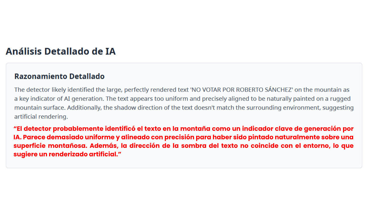 Análisis de las imágenes con TruthScan. Foto: TruthScan