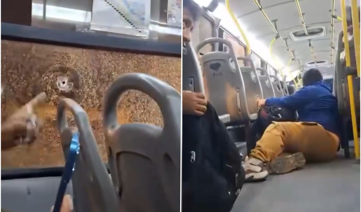 Bus passengers record tense moments after New America bus shot at in San Juan de Miraflores