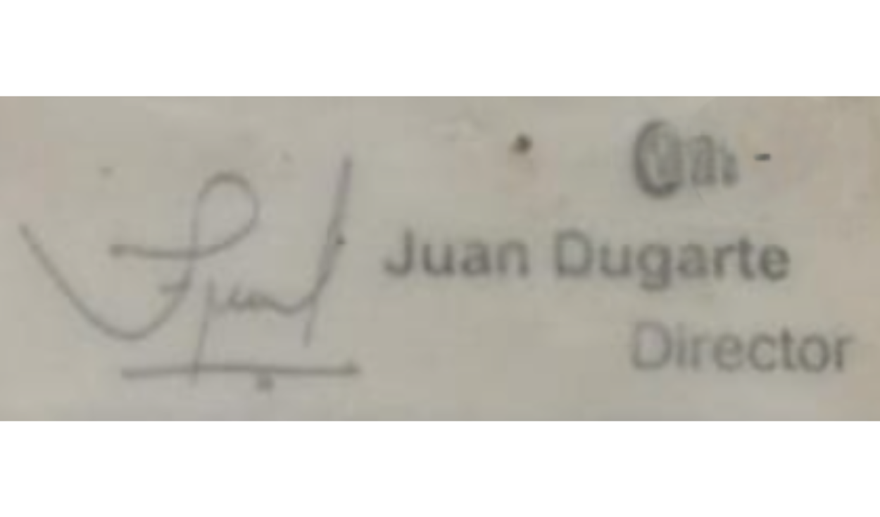Fuente: Firma original de Juan Dugarte