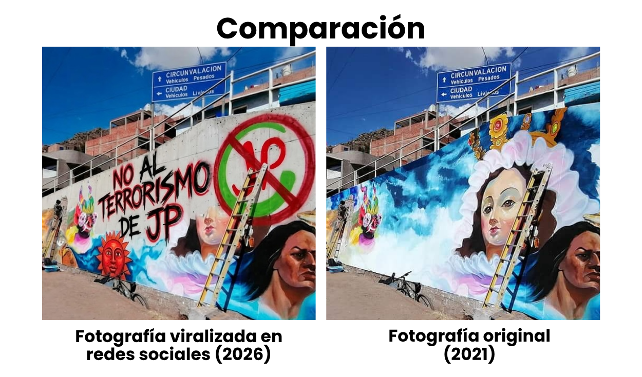 Comparación entre la fotografía viral y la original. Foto: Composición LR