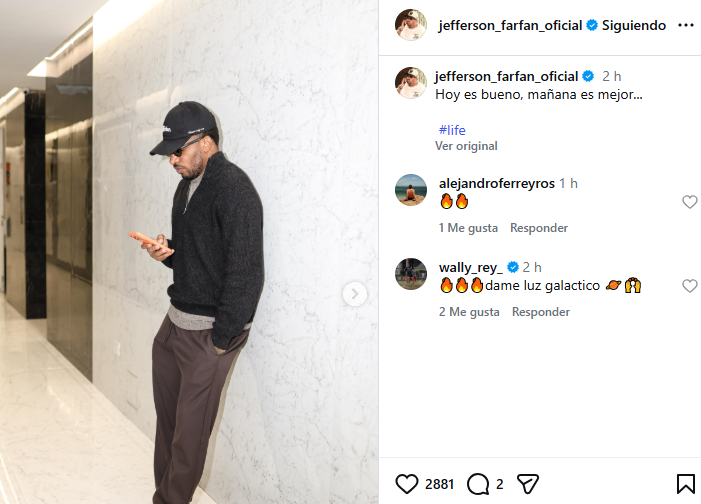 Publicación de Jefferson Farfán. Foto: Instagram Magaly Medina
