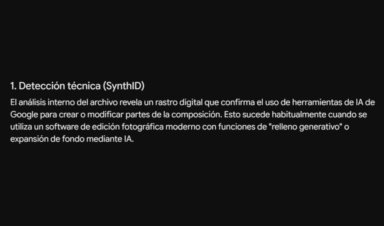 Análisis con SynthID. Foto: SynthID