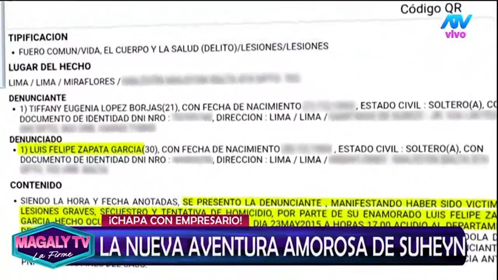 Denuncia contra el nuevo saliente de Suheyn Cipriani.  