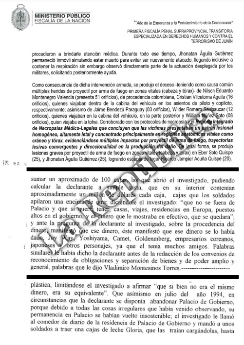 El fiscal Chamorro señala que las necropsias revelaron que las víctimas recibieron grandes cantidades de impactos de bala en el cuerpo. Foto: La República