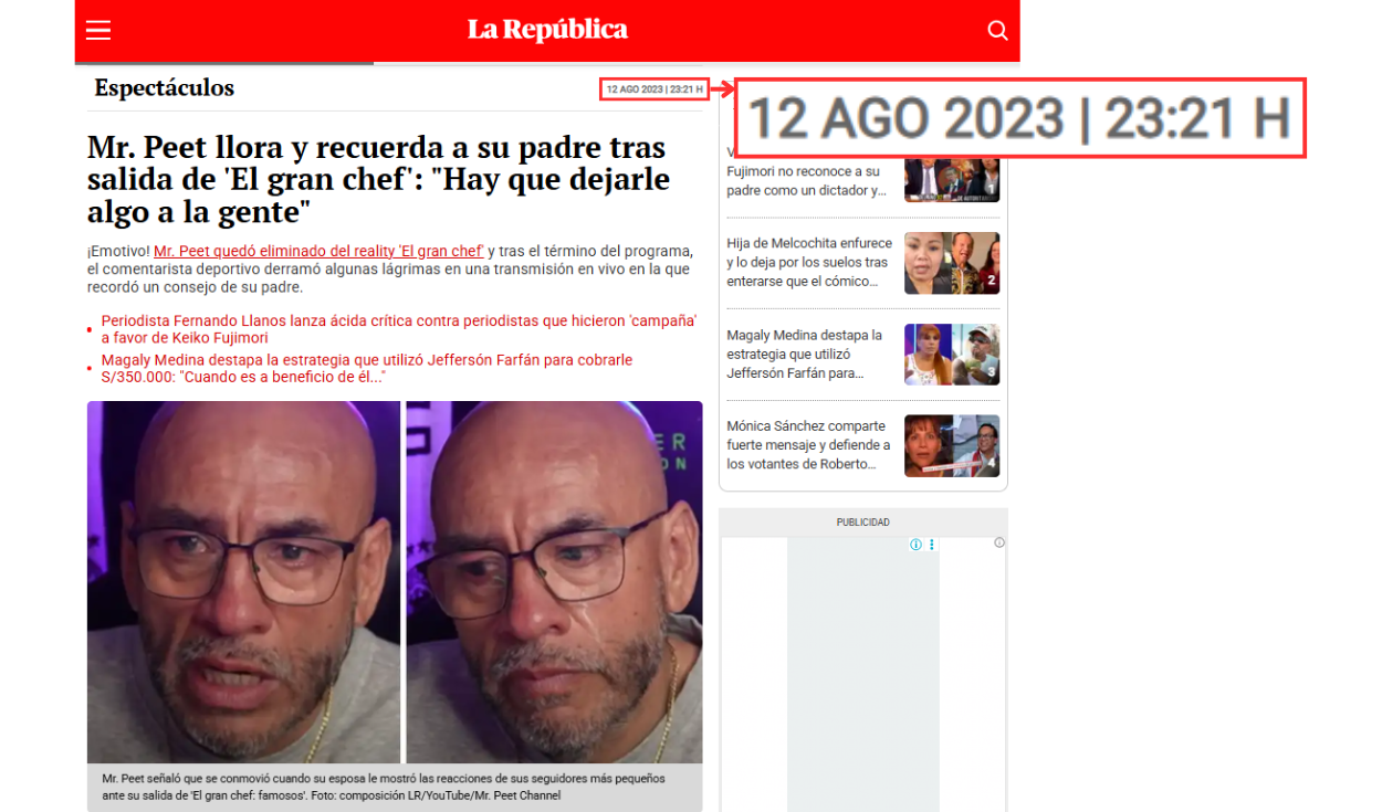 Video de Mr. Peet fue cubierto por medios como La República en el 2023. Foto: La República