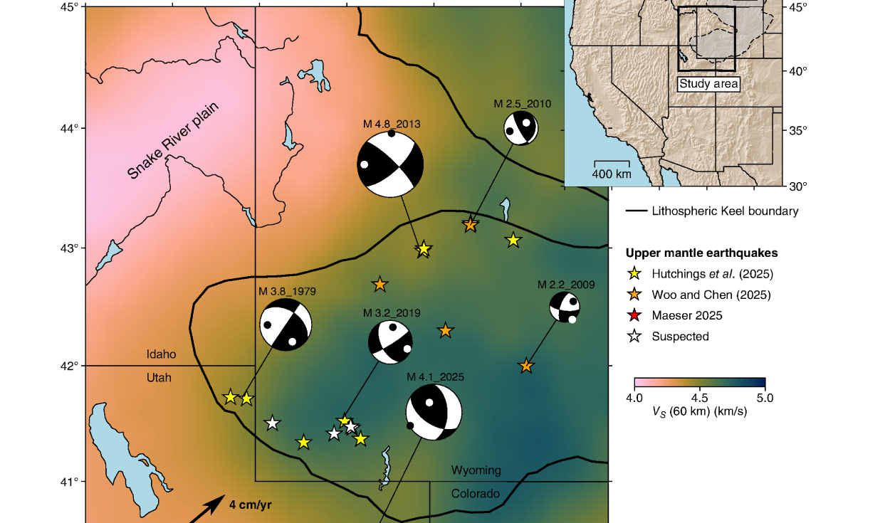 Mapa de la región del cratón del suroeste de Wyoming. Foto: The Seismic Record