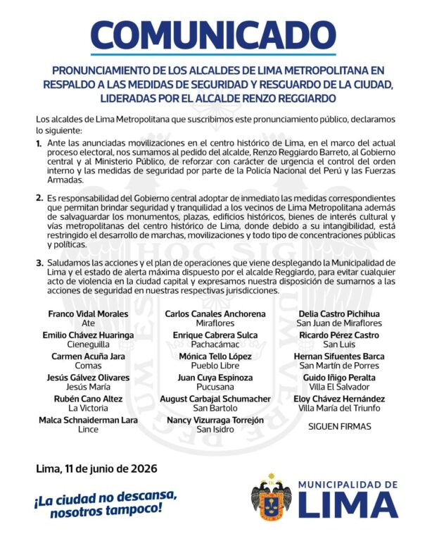 Comunicado Municipalidades distritales de Lima