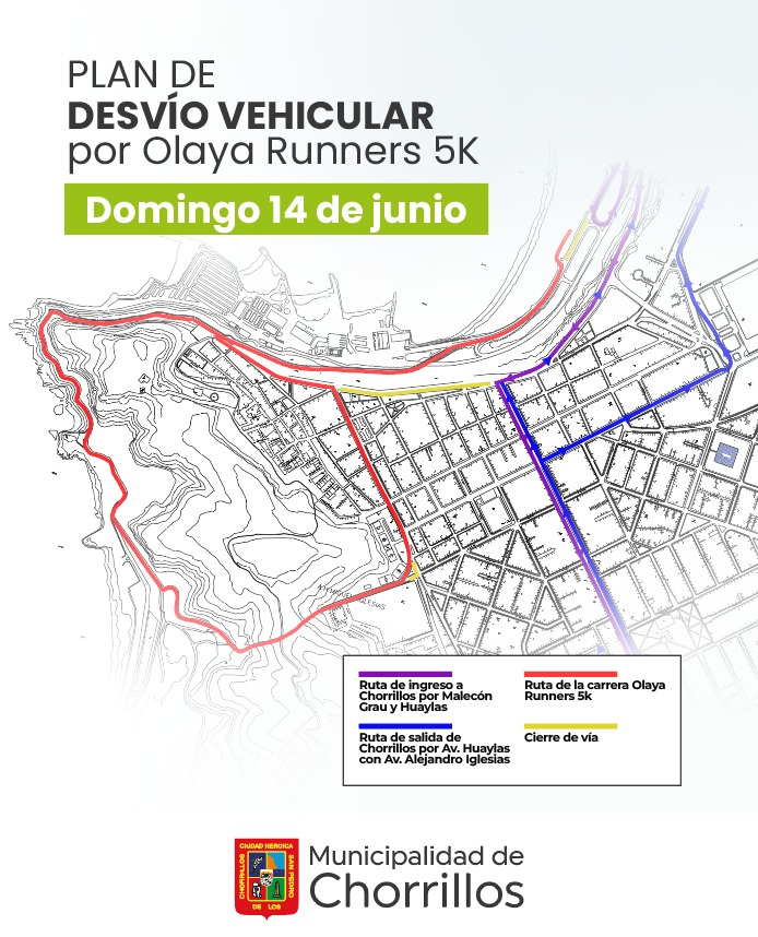 Plan de Desvío Vehicular por Olaya Runners 5k en la Costa Verde Plan de Desvío Vehicular por Olaya Runners 5k en la Costa Verde