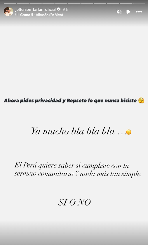 Mensaje de Jefferson Farfán. Foto: Instagram Mensaje de Jefferson Farfán. Foto: Instagram