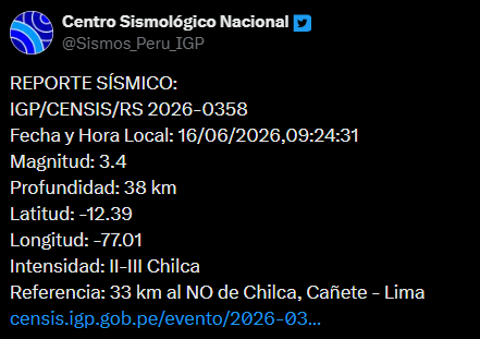 Sismo en Lima: se sintió un temblor de 3,4 grados hoy, martes 16 de junio, según el IGP.