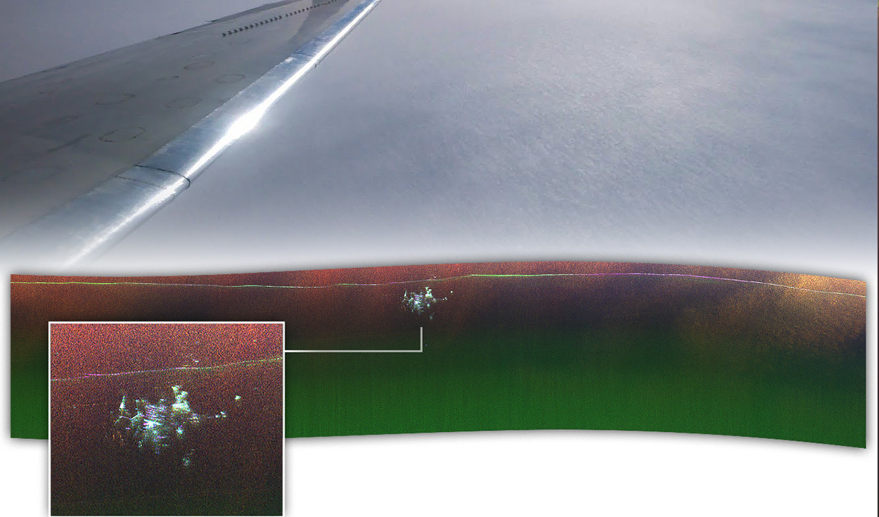 El avión Gulfstream III de la NASA utilizó instrumentos de radar para cartografiar la profundidad de la capa de hielo de Groenlandia. Foto: NASA/JPL