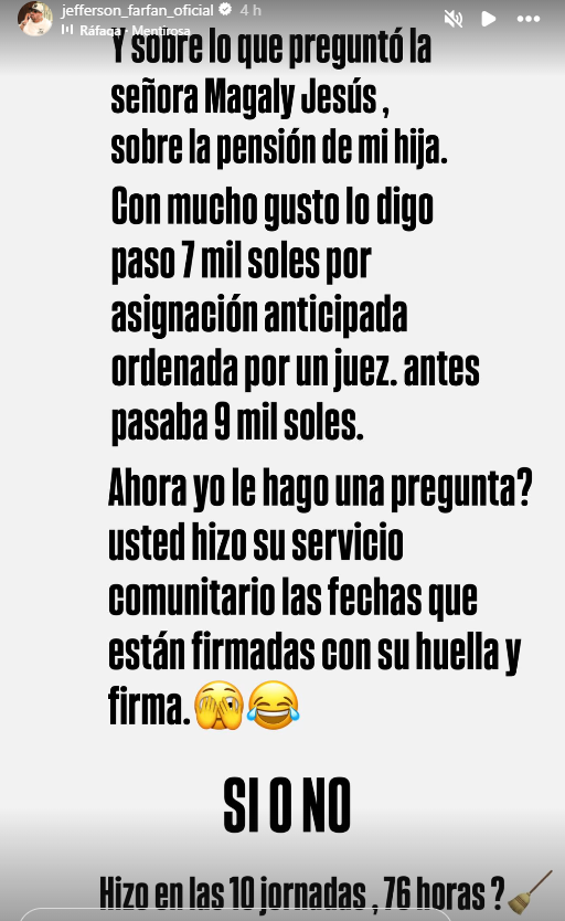 Jefferson Farfán revela la cantidad destinada a Darinka Ramírez como manutención. Foto: Instagram. Jefferson Farfán revela la cantidad destinada a Darinka Ramírez como manutención. Foto: Instagram.