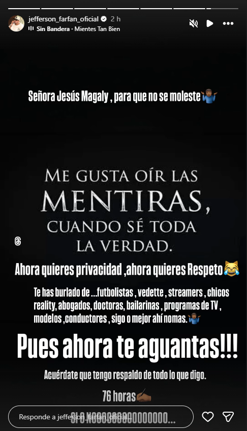 Mensaje de Farfán para Magaly. Foto: Instagram Farfán