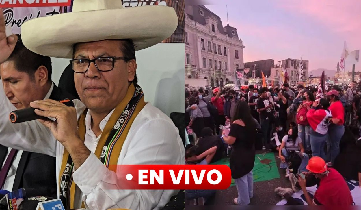 Supporters of Peruvian Candidate Sánchez Protest Election Results in Lima