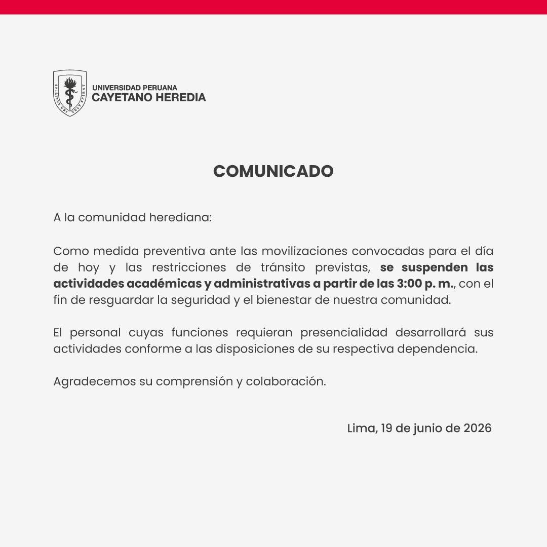 Comunicado de la Universidad Cayetano
