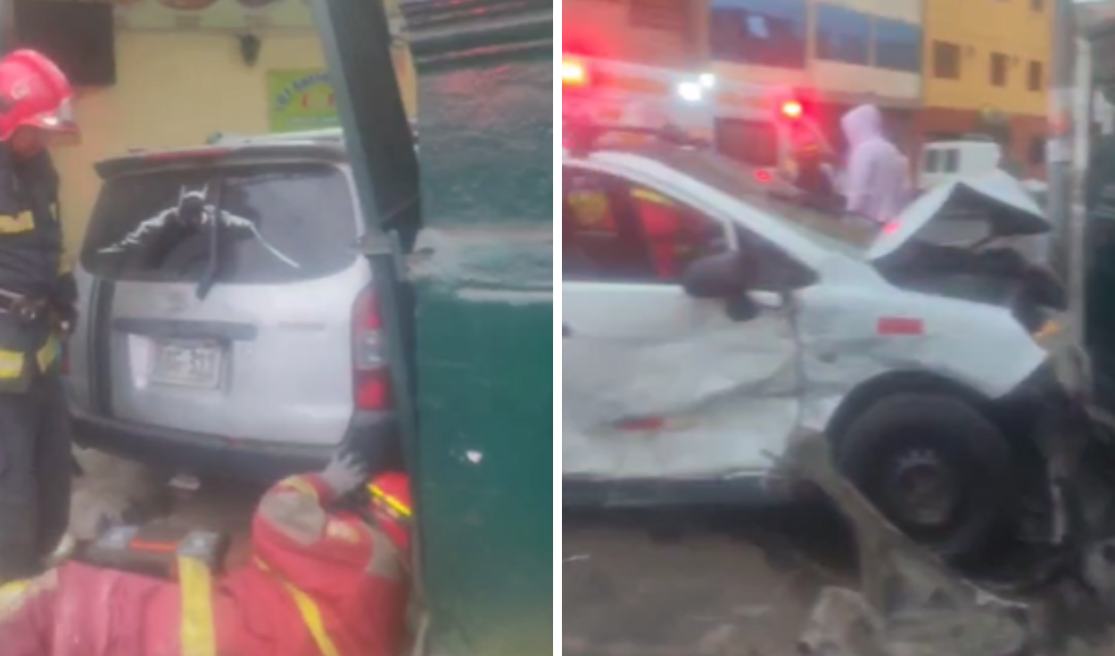 Un vehículo terminó al interior del negocio y otro en la puerta del local