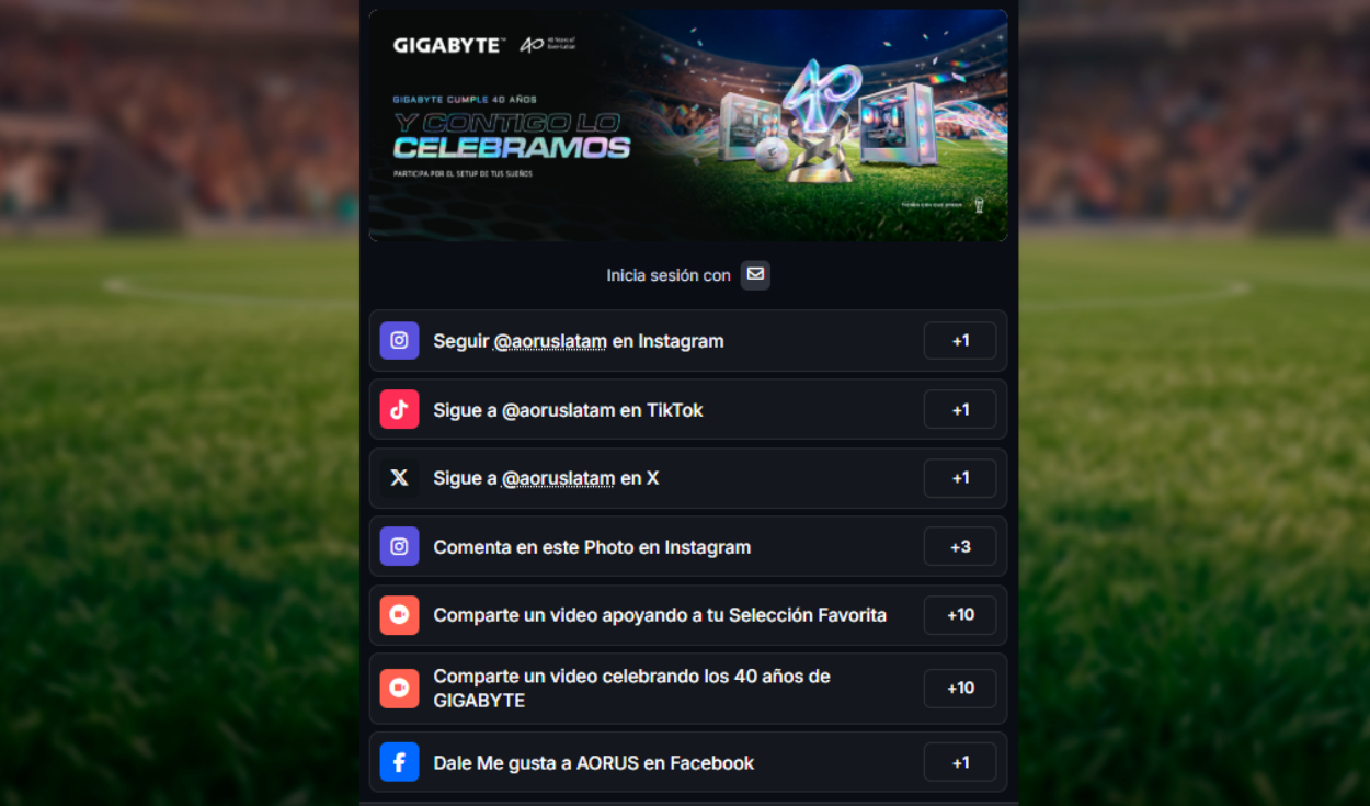 Para maximizar tus opciones de ganar, comparte tus mejores deseos mediante todas las redes sociales. Fuente: difusión. sorteo-pc-gamer