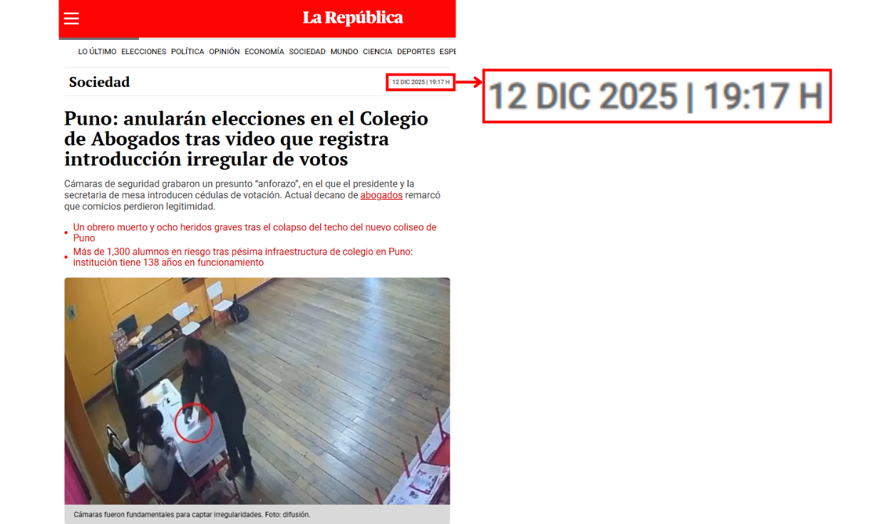 Nota original de La República. Captura: La República